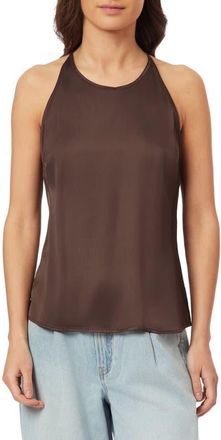 Scotch & Soda Back Tie Sleeveless Satin Top in Hot Fudge at Nordstrom, Size 12 Us