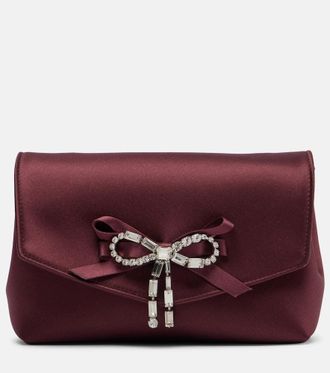 Jimmy Choo London Soft Bow Mini embellished satin clutch