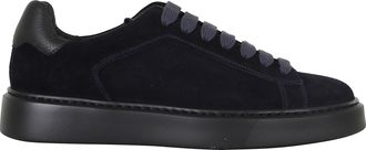 Doucal's Blue/Black Suede Leather Low-Top Sneakers