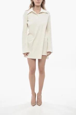 Courr&egrave;ges Hopsack Cotton-Blend Polo Dress TWIST Courreges