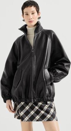 Brunello Cucinelli Nappa leather bomber jacket with monili in Black at Nordstrom, Size 48