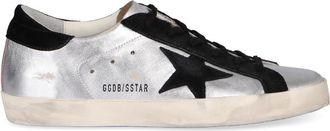 Golden Goose Sneakers, female, Gray, 4 UK, Super-Star Metallic Low-Top Trainers