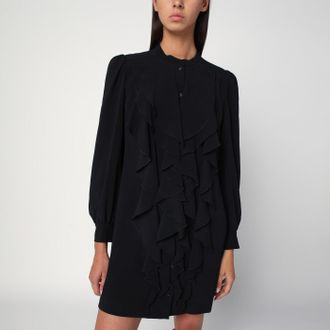 Chlo&eacute; Black ruffled dress in silk blend