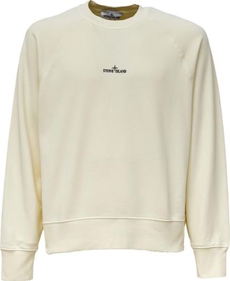 Stone Island Desert Cotton Fleece Sweatshirt with Flocked Logo