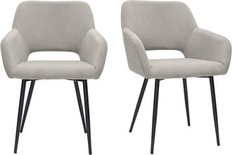 Miliboo Miliboo - Set De 2 Sillas De Pana Color Topo Y Metal Negro Laurette