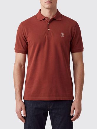 Brunello Cucinelli Polo in cotone a maniche corte con logo ricamato