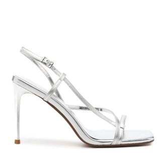Sergio Moretti Gray High Stiletto Adjustable Ankle Strap Leather Sandals