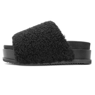 Roam Womens Fuzzy Pailette Slider In Black