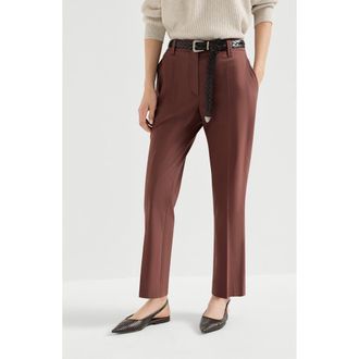 Brunello Cucinelli Cigarette trousers in Bordeaux at Nordstrom, Size 44 It
