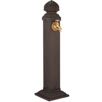 Relaxdays Relaxdays - Fuente De Pie Vintage, Con Grifo, Antigua, 81 X 21 X 24,5 Cm, Bebedero Decorativo Para Jard&iacute;n, Terraza, Marr&oacute;n