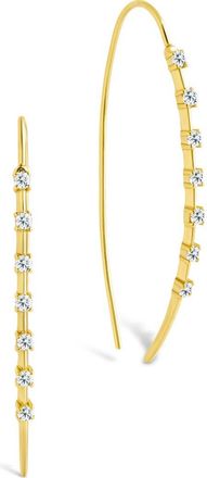 Sterling Forever Annalise Cubic Zirconia Studded Threader Earrings in Gold at Nordstrom Rack