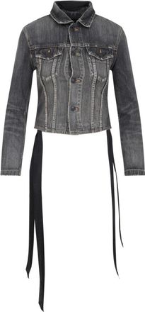 Balenciaga Stijlvolle Lace-Up Jas - Dames - Spijkerjassen - Grijs - XS - Jassen