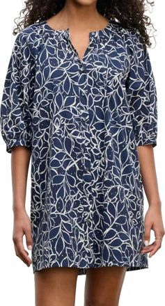 Velvet Printed Voile Summer Dress In Navy