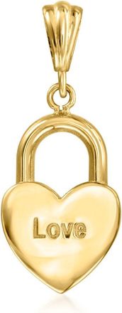 RS Pure by Ross-Simons Italian 10kt Yellow Gold Love Heart Lock Pendant