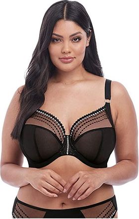 Elomi Matilda Underwire Plunge Bra Womens Bra Black : 34GG (US 34J), Polyester/Nylon/Mesh