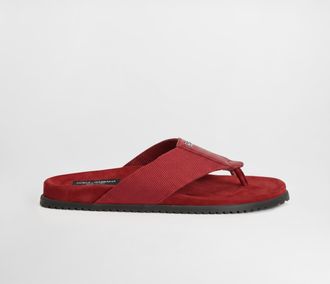 Dolce & Gabbana Logo Flip Flops - Man Sandals And Slides Red 42.5