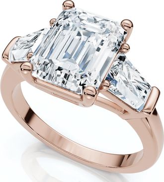 Pompeii3 Certified 4Ct Randi Emerald Diamond Engagement Ring 14k Gold or PT Lab Grown