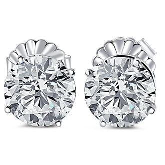 Pompeii3 Certified 6.00CT Round Diamond Studs 14k White Gold Lab Grown