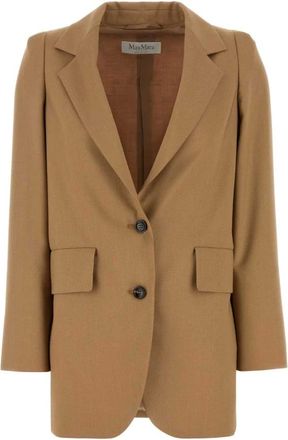 Max Mara Jassen, Dames, Bruin, S, Leer, Kitten Blazer