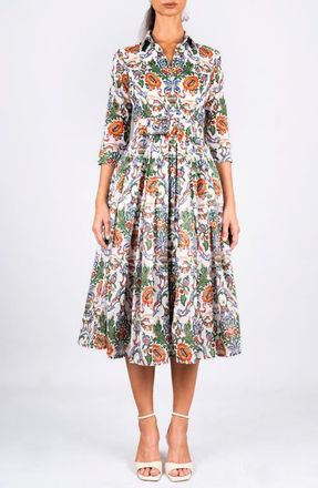 Samantha Sung Pleated Midi Audrey Shirtdress in Vittoriale at Nordstrom, Size 14