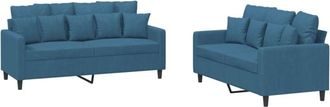 vidaXL Juego De Sof&aacute;s Con Cojines 2 Piezas Terciopelo Azul Vidaxl