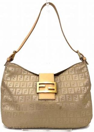 Fendi Pre-owned Shoulder Bags, female, Beige, Size: ONE SIZE Pre-owned Canvas Shoulder Bag