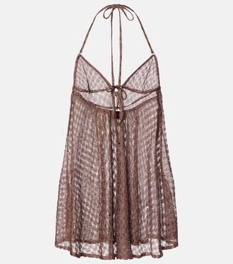 Missoni Open-knit halterneck lame beach cover-up