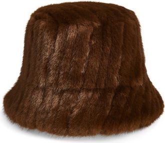 La Fiorentina Faux Fur Bucket Hat in Chocolate at Nordstrom