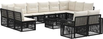 vidaXL Conjunto De Sof&aacute;s De Jard&iacute;n 13 Uds. Negro Y Blanco Crema Vidaxl