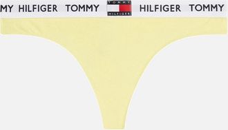 Tommy Hilfiger Womens Organic Cotton Logo Thong, Elfin Yellow - Size: 10
