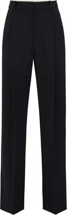 Elisabetta Franchi Hoge Taille Zwarte Geplooide Broek - Dames - Straight fit broeken - Zwart - XL - Polyester - Broeken