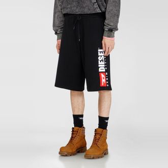 Diesel Fleece shorts with maxi logo patch - Shorts - Man - Black