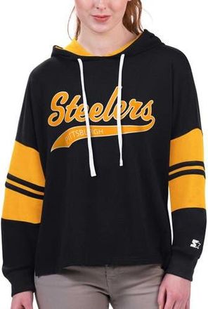 Starter Womens Starter Black Pittsburgh Steelers Bump And Run Long Sleeve Hoodie T-Shirt at Nordstrom, Size X-Small