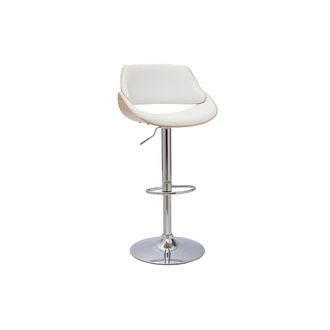 Miliboo Miliboo - Taburete De Cocina De Dise&ntilde;o Regulable Blanco Con Tonos De Madera Clara Clash