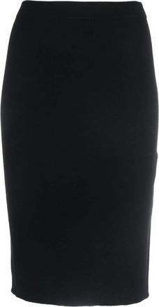 Saint Laurent Black Black Wool Midi Pencil Skirt
