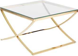 Beliani Beliani - Mesa De Centro Con Tablero De Vidrio Estructura De Acero Inoxidable Estilo Glamour Brillante Dorado Ringgold