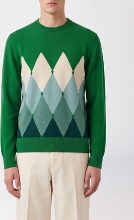 Ballantyne Argyle Pattern 100% Cashmere Crew-Neck Jumper
