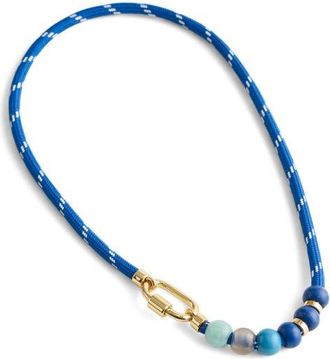 Madewell Semiprecious Beaded Carabiner Paracord Necklace in Retro Blue at Nordstrom