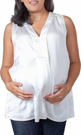 Emilia George Maternity Lily V-Neck Sleeveless Top In White