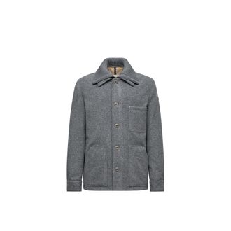 Moncler Germain Wool Down Shirt Jacket Grey Size 2