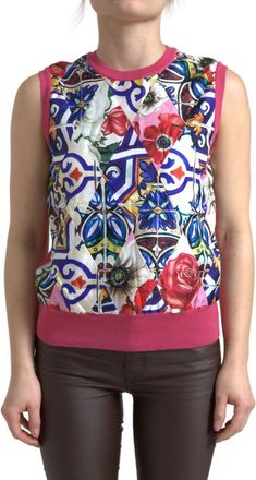 Dolce & Gabbana Bloemengepatenteerd Mouwloos Topje