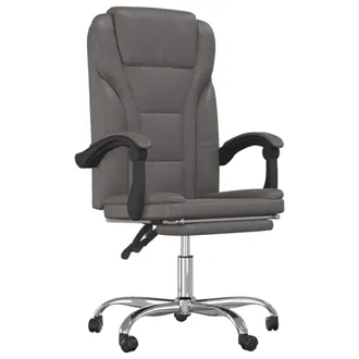 vidaXL Silla De Oficina Reclinable Cuero Sint&eacute;tico Gris Vidaxl