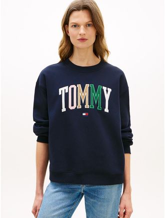 Tommy Hilfiger Womens Multicolor Varsity Tommy Logo Sweatshirt - Navy - XXL