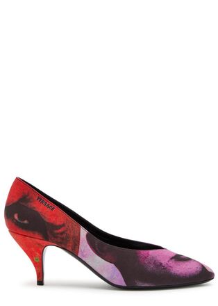 Versace Tina 65 Printed Faille Pumps - Black