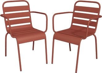 Vente-Unique Poltrona da giardino impilabile in Metallo Terracotta - Lotto di 2 - MIRMANDE