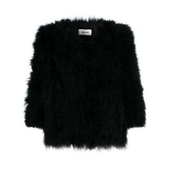 Yves Salomon Single-breasted Feather Jacket