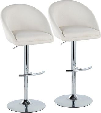 LumiSource LumiSource Set of 2 Matisse Highback Contemporary/Glam Adjustable Bar Stools with Footrest