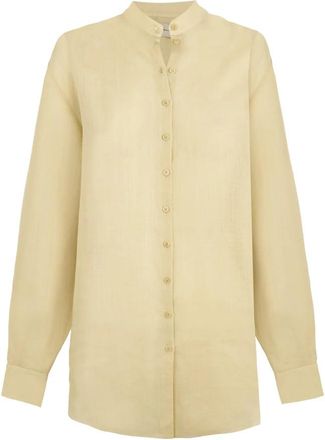 Cortana Raoul- ramie overhemd in zand - Dames - Overhemden - Beige - S - Overhemden