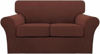 OEM Juego De Tres Fundas Lavables Para Sof&aacute;, Aptas Para Sof&aacute;s De Dos Plazas, Tejido Jacquard Grueso, Tambi&eacute;n Apto Para Sof&aacute;s De Dos Plazas - Rojo Ladrillo