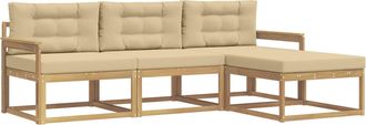 vidaXL Conjunto De Sof&aacute;s De Exterior 4 Uds. Y Beige Poli&eacute;ster Vidaxl